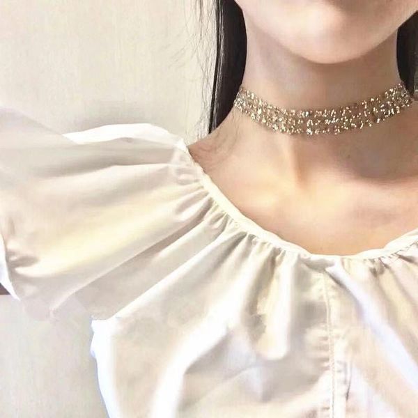 

handmade choker simple trend transparent texture necklace collarbone chain chokers, Golden;silver