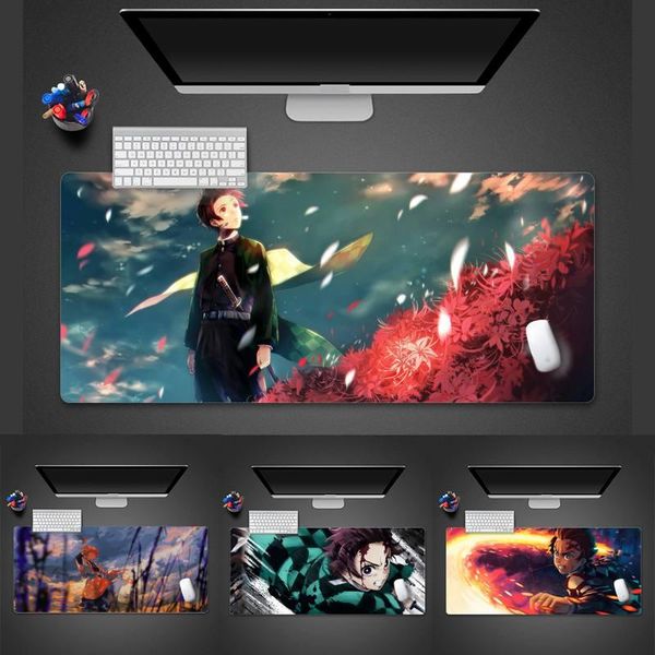 

mouse pads & wrist rests kimetsu no yaiba unique deskpad game mousepad desk table protect office work mat x xl non-slip lapcushion