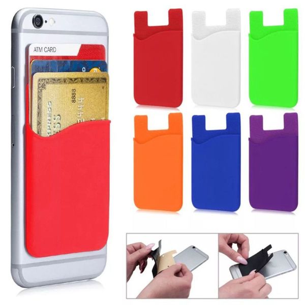 Custodie universali in silicone Wallet Card Cash Adesivo tascabile portatile 3M Adesivo Stick-on ID Holder Pouch per iPhone Samsung MOTO LG OnePlus Huawei XiaoMi Mobile Phone