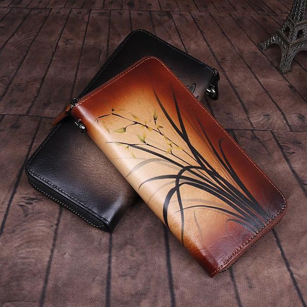

wallets leather purse fashion handbag retro zipper bag, Red;black