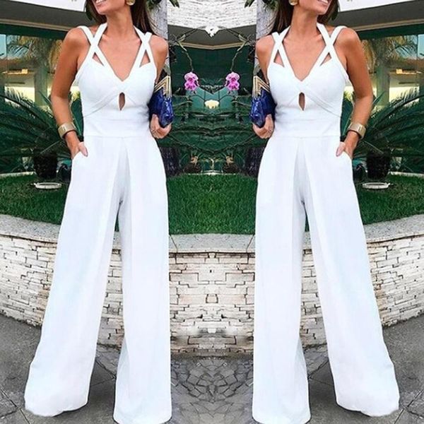 

women's jumpsuits & rompers bodycon bodysuit women white lace up jumpsuit solid color loose one piece romper overalls party playsuit fe, Black;white