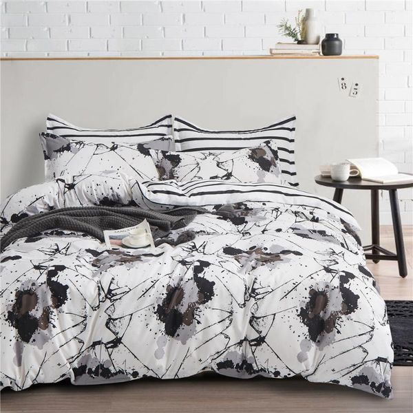

bedding sets soft bedroom set comfortable white marble pattern printed duvet cover with pillowcase (2/3 piece set), single twin