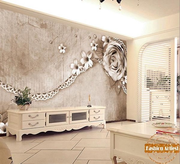 

wallpapers custom vintage flower first love hand painting wallpaper mural romantic rose tv sofa bedroom living room cafe bar restaurant