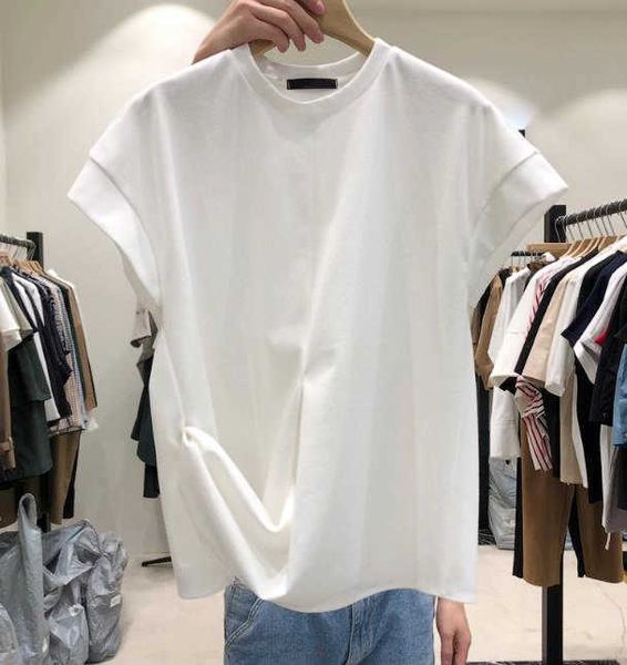 

spring and summer o neck white short sleeve casual t-shirt for women 210615