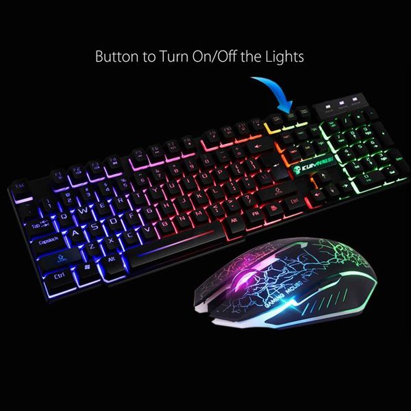 

rainbow backlit usb wired gaming keyboard mouse pad set for ps4/ps3//pc keyboards