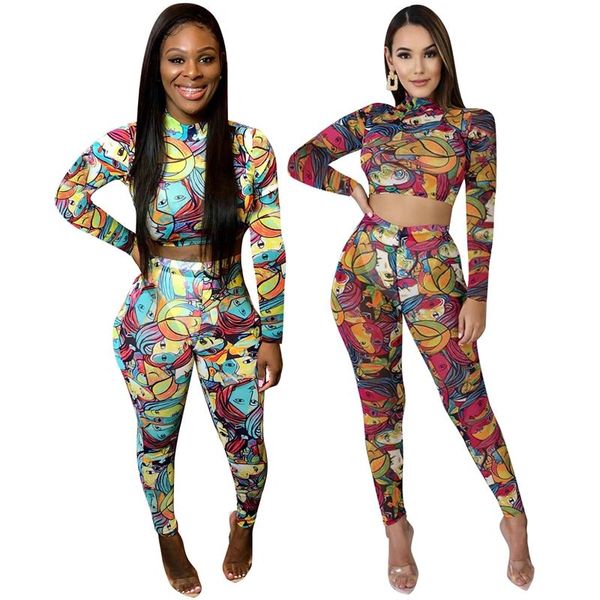 

women's tracksuits sweat suits women tracksuit 2 piece set crop and leggings pant print bodycon casual two festival clothing, Gray