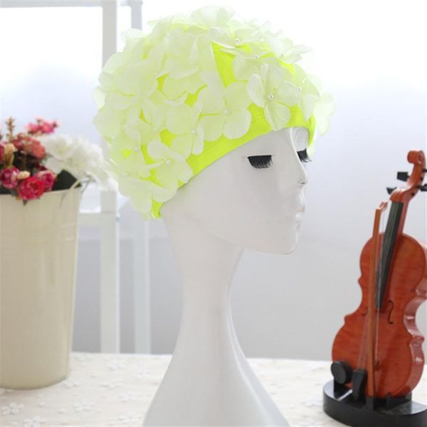 

swim cap floral petal stylish swimming hat bathing caps size l for women