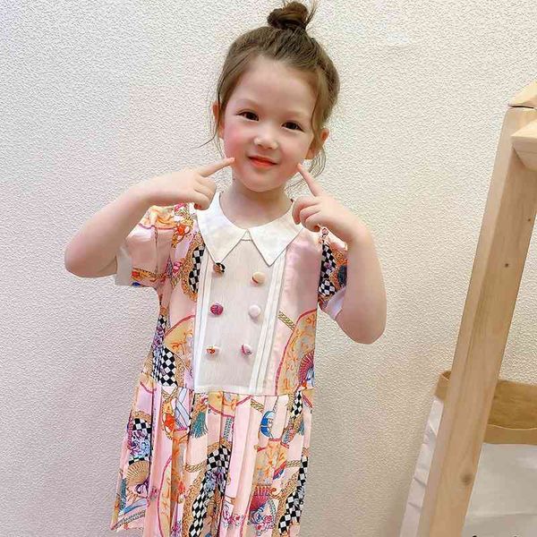 

straight little girl's new collar dress lovely baby princess skirt, White