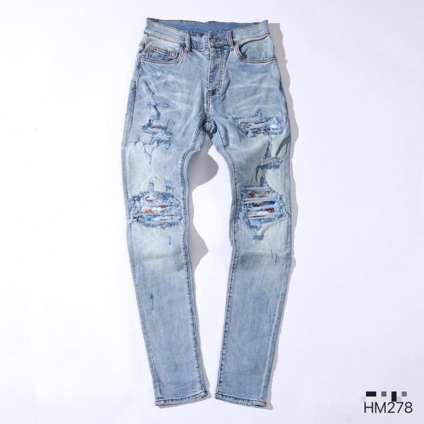 

men silk exclusive ribbed patch distressed skinny blue jeans men's