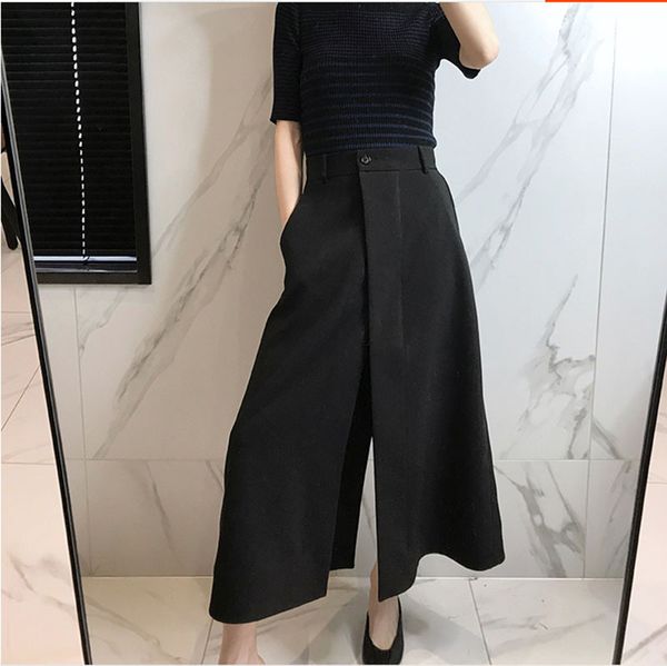 

fashionable pants high waist skirt non striped length spring and autumn irregular a-line half, Black;white
