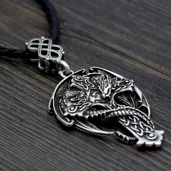 

selling new viking cross dragon style men's necklace jewelry, Silver