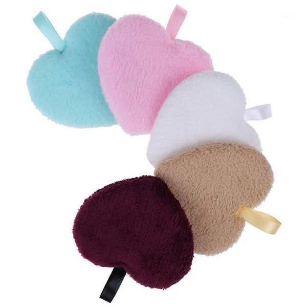 

1pcs reusable face washing cotton cloth pads heart shaped makeup remover puff cleansing towel 5 colors1