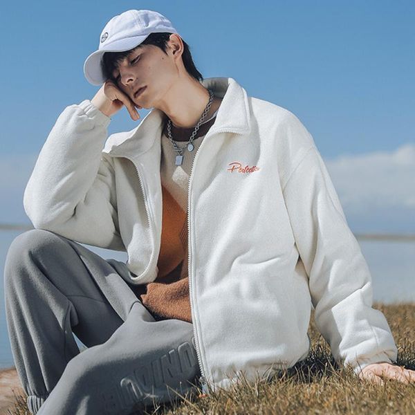 

jogging clothing polar fleece embroidered letter trousers jacket set joggers coats tracksuit sports suit men's sets sweatshirts baggy p, Black;red