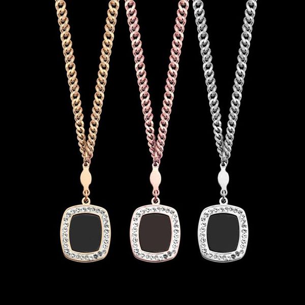 

chains wholesale jewelry for men women necklace black pendant couple accessories stainless steel letter with logo retro wedding, Silver