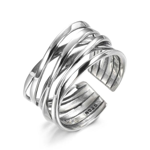 

cluster rings kinel 2021 minimalism style 925 sterling silver multilayer line for women gifts large chains, Golden;silver