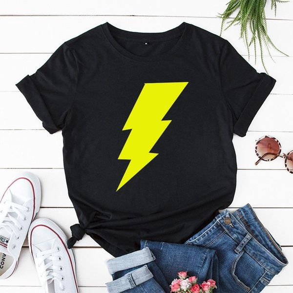 

fashion thunder print women t-shirt shirts o neck short sleeve tees summer t shirt pink tshirt women's, White