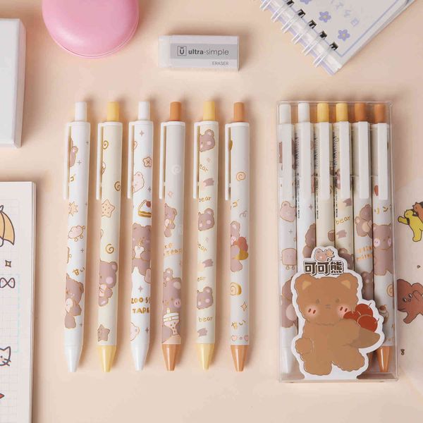 

cartoon creative push neutral pen cute girl heart high face vae prs signature 0.5 black signature pen set