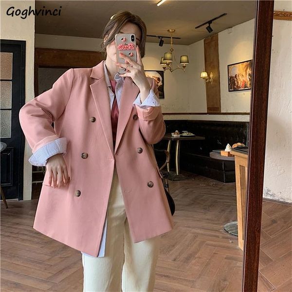 

women's suits & blazers women solid sweet elegant baggy casual all-match notched long sleeve korean version simple female clothing hara, White;black