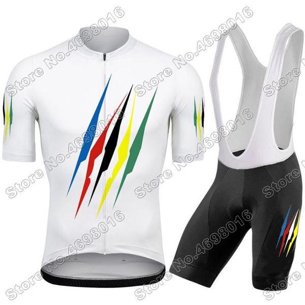

claw marks rainbow cycling jersey set white clothing bicycle bib shorts road bike suit maillot ropa ciclismo racing sets, Black;blue