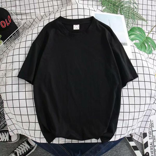 

men' tank 2021 basic cotton t shirt men summer oversized solid tees 7 color casual loose tshirt korean o neck male plus size, White;black
