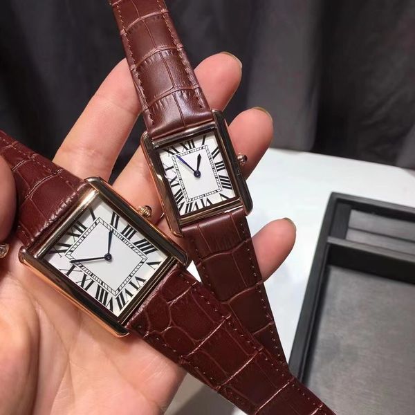 Männer Frauen weißes Zifferblatt Uhr Quarzwerk Uhren Lederarmband ca077