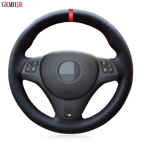

steering wheel covers hand-stitched non-slip black genuine leather car cover for m sport m3 e90 e91 e92 e93 e87 e81 e82 e88 x1 e84
