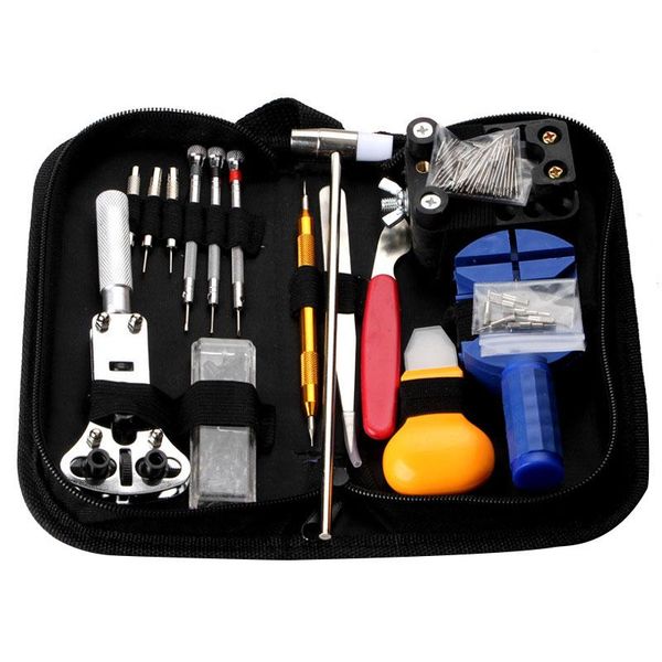 

sewing notions & tools classic watch repair link remover back opener 147pcs screwdriver tool bag kit combination band strap set, Black