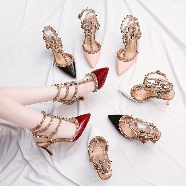 

dress shoes 2021 rivet high heels luxury designer women ladies pumps spring summer fashion sandals office, Black