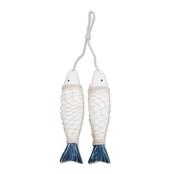 

decorative objects & figurines 2pcs wooden fish decoration nautical decoration, wall decor door hanging beach theme home ornament