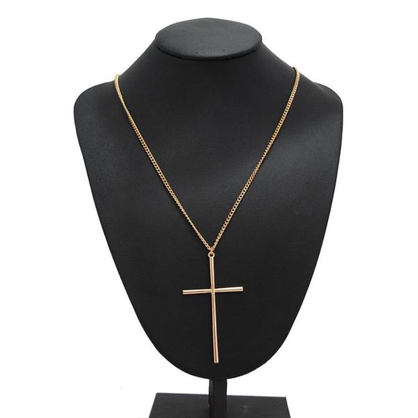 

pendant necklaces cross & pendants for men stainless steel gold colour male prayer jewelry friend gift, Silver