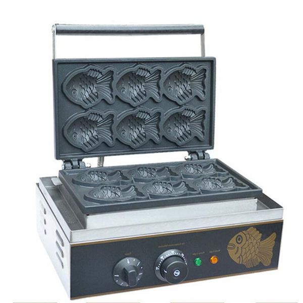 Elettrico giapponese 6 piccoli waffle a forma di pesce Mini Taiyaki Maker in acciaio inossidabile con stampi da forno antiaderenti