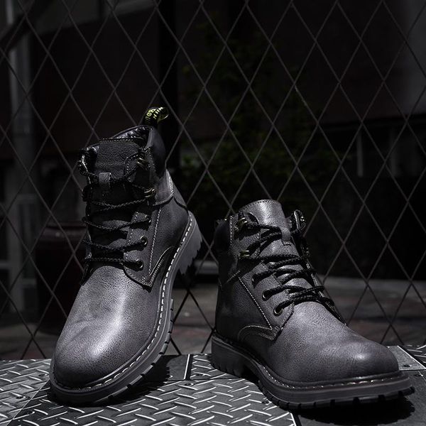 

boots brand men sneakers spring and autumn youth trend the fashion casual shoes high help men's, Black