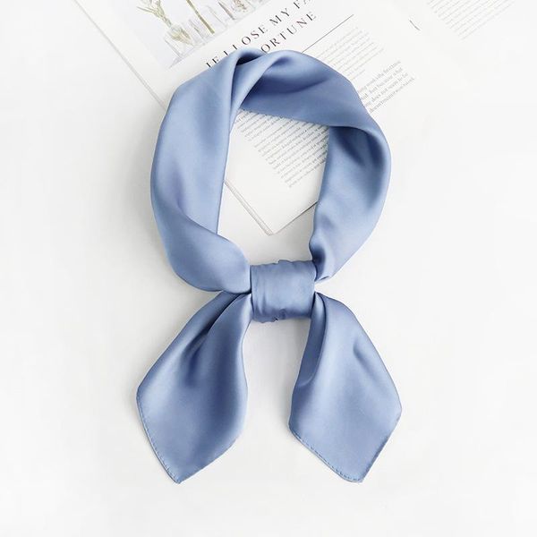

scarves 1pcs square scarf 70*70cm silk neckerchief plain fashion accessory women smooth luxury, Blue;gray