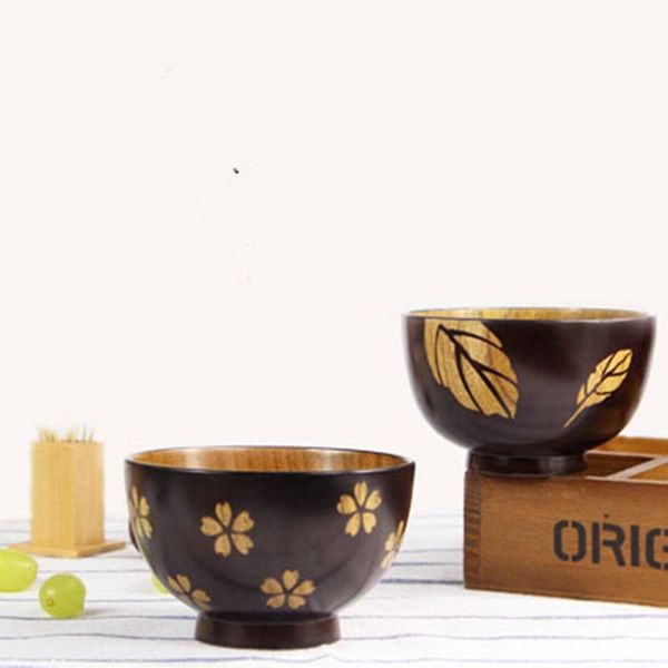 

bowls japan style natural wood salad jujube round rice eco-friendly tableware 1 piece