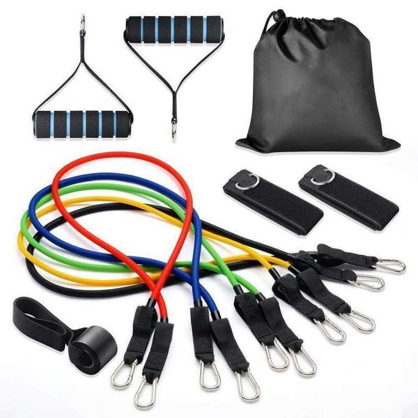 Yoga fitness puxar corda 11 pcs / set pull corda exercícios de fitness exercícios de resistência tubos de látex tubos pedal exercício de treinamento corporal h1025