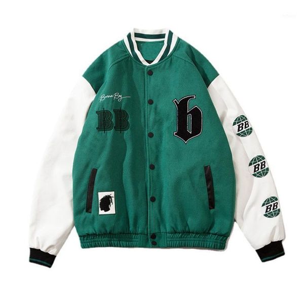 

men's jackets vintage american streetwear brand autumn baseball jacket for men women high street embroidery oversize coat 2021, Black;brown