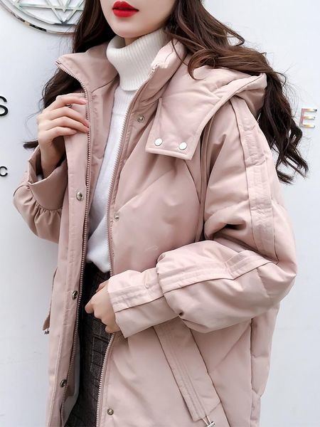 

women's trench coats 2021 winter jacket women parka korean pink long coat female down cotton overcoat parkas mujer -wt112203 kj2534, Tan;black
