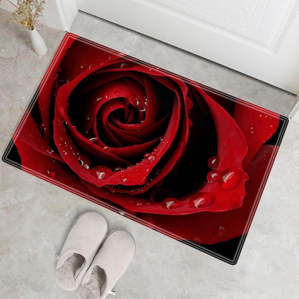 

carpets rose flower kitchen floor mat water absorption antiskid household special foot thickened carpet