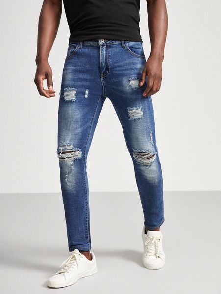 

men ripped skinny jeans w5ex#, Blue
