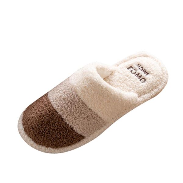 

slippers mix-colored winter women home with faux fur flat non-slip shoes woman slip-on autumn zapatillas de mujer, Black