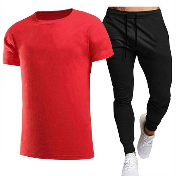 

men's tracksuits summer selling set with multi-color selection leisure men's fashion sportswear short sleeve t-shirt 2-piece, Gray