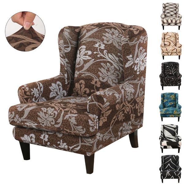 

chair covers 2021 elastic spandex wing back slipcover stretch wingback armchair printed polyester cover protector home decor