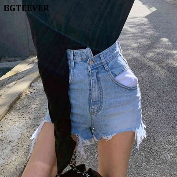 

shorts new vintage asymmetric button women jeans chic high waist tassels skinny female denim blue shorts 2021 summer 1qn6, White;black