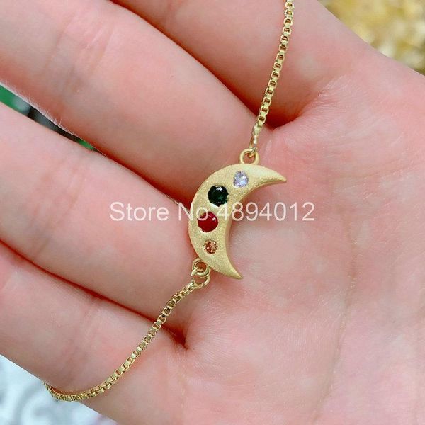 

5pcs, women bracelet, adjustable,fashion jewelry, 2021 arrival cz setting,moon shape, gold colors,can wholesale link, chain, Black