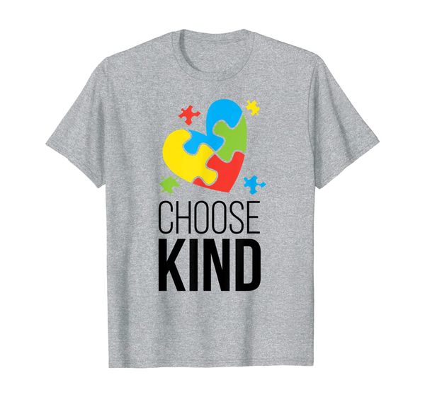 

choose kind autism world awareness heart puzzle pieces shirt, White;black