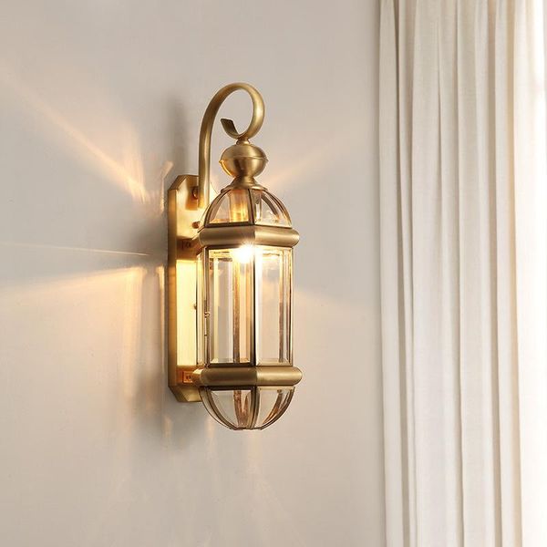 

wall lamp european classical foyer led lamps copper 110-220v bedroom bedside lights balcony aisle deco sconce surface mount