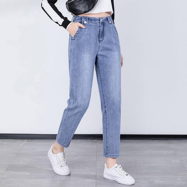 

women's jeans a generation of hair pants in spring and summer 2021 denim high waisted loose thin harlem 20302, Blue