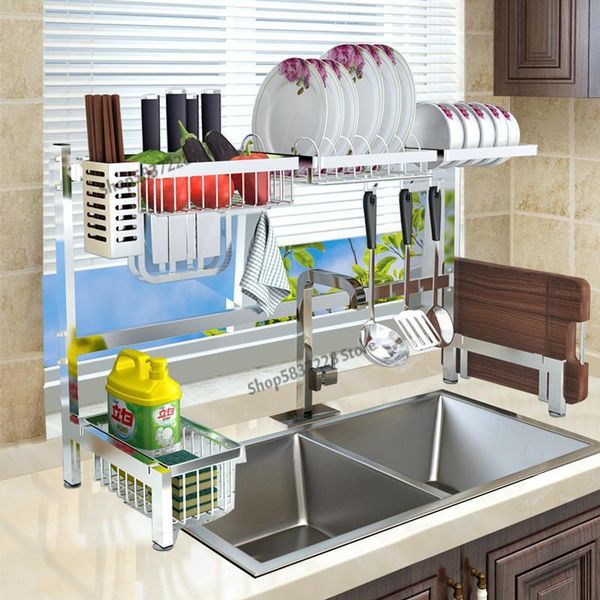 

kitchen storage & organization 304 stainless steel sink rack dish drain knife tableware chopsticks filter household