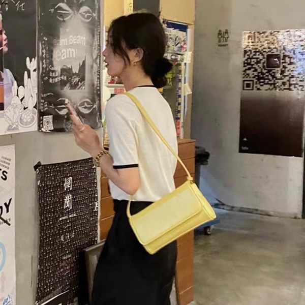 

evening bags korean niche design mustard yellow diagonal bag female 2021 summer trend simple and versatile one-shoulder underarm