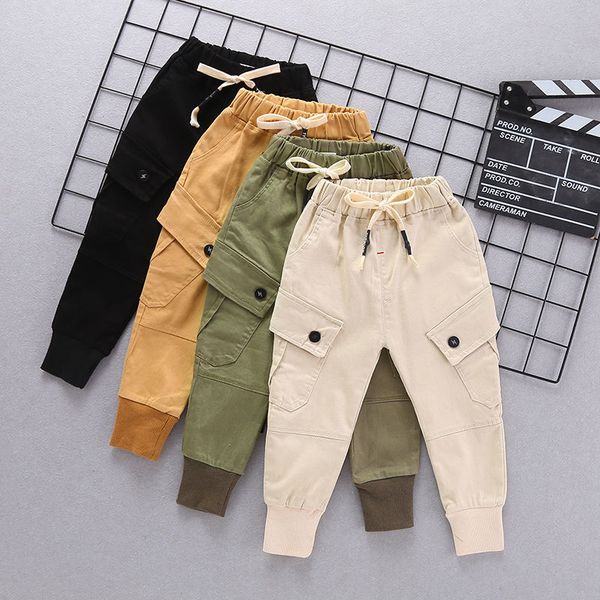 

ins baby boys pants 0-5 years old big pocket stitching letters spring and autumn childrens fashion overalls cotton trousers, Blue